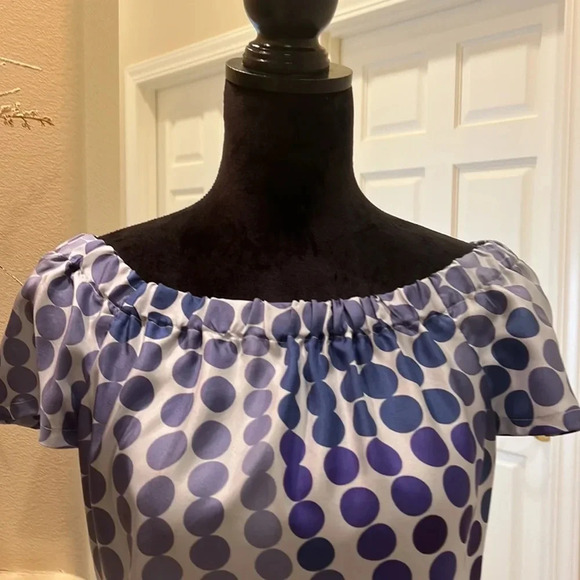Banana Republic Polkadot Silk Peasant Blouse Petite XS - Picture 4 of 7